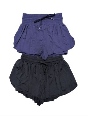 Pair Of Medium Nylon Skorts Spandex Shorts Black And Navy Blue Unbranded Medium